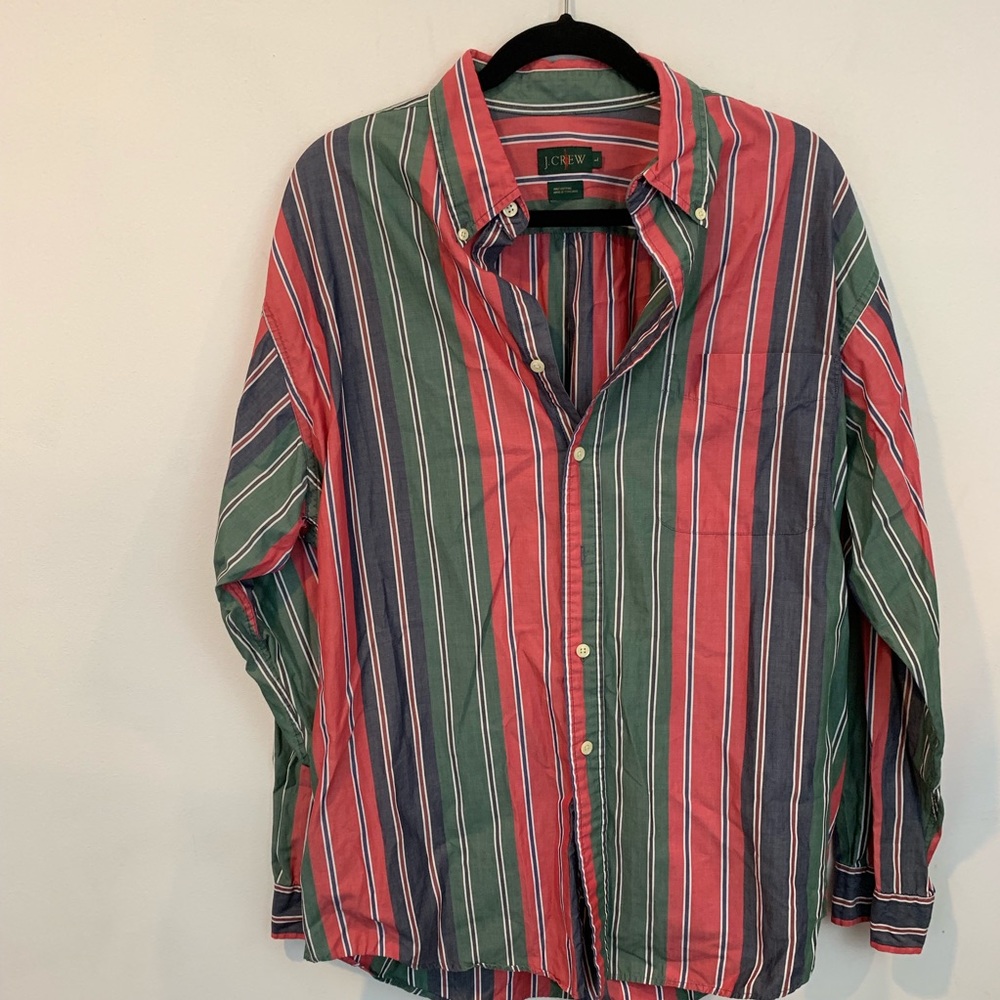 Vintage jcrew multi colored striped button down